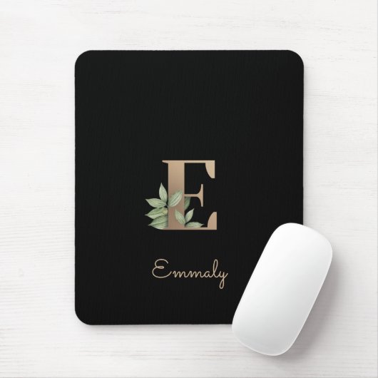 Elegant Botanisch Monogram Letter E Muismat (Met muis)