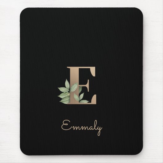 Elegant Botanisch Monogram Letter E Muismat (Voorkant)