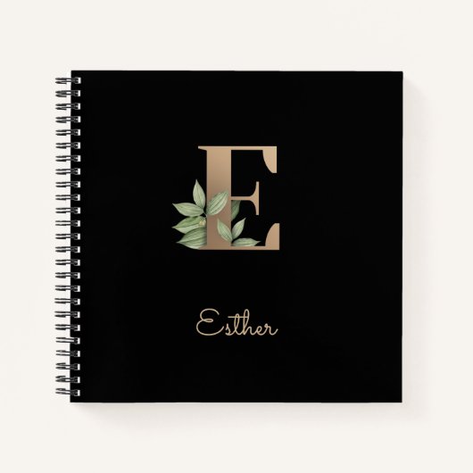 Elegant Botanisch Monogram Letter E Notitieboek (Voorkant)