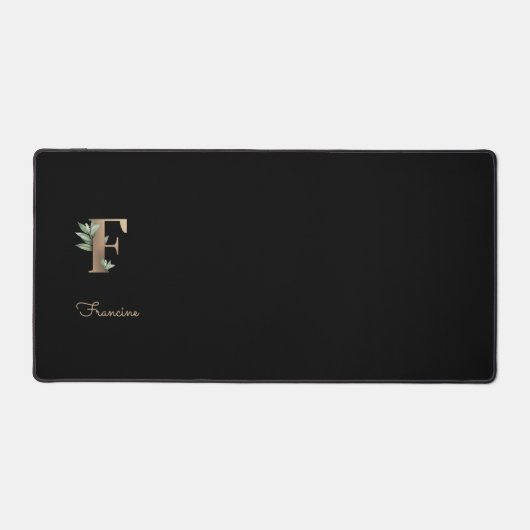 Elegant Botanisch Monogram Letter F Bureaumat (Voorkant)