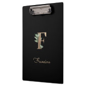 Elegant Botanisch Monogram Letter F Klembord (Links)