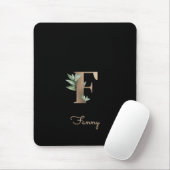 Elegant Botanisch Monogram Letter F Muismat (Met muis)
