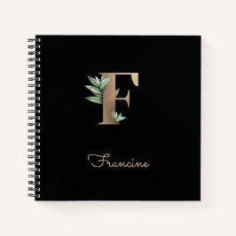 Elegant Botanisch Monogram Letter F Notitieboek