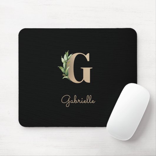 Elegant Botanisch Monogram Letter G Muismat (Met muis)