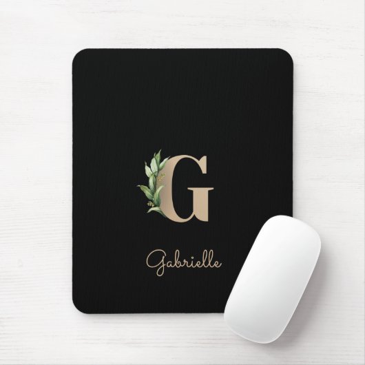 Elegant Botanisch Monogram Letter G Muismat (Met muis)