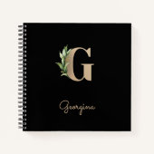 Elegant Botanisch Monogram Letter G Notitieboek (Voorkant)