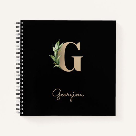 Elegant Botanisch Monogram Letter G Notitieboek (Voorkant)