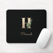 Elegant Botanisch Monogram Letter H Muismat (Met muis)
