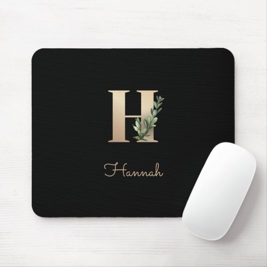 Elegant Botanisch Monogram Letter H Muismat (Met muis)