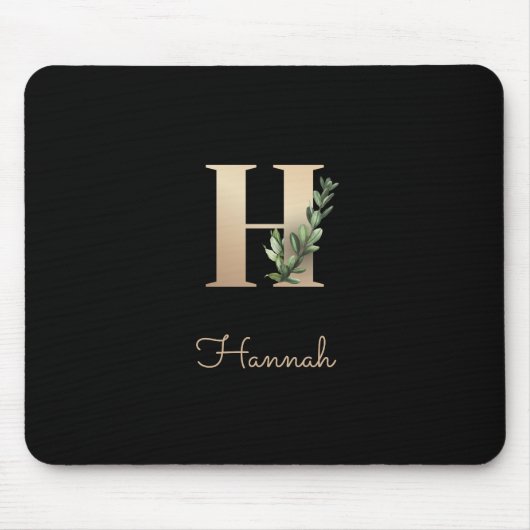 Elegant Botanisch Monogram Letter H Muismat (Voorkant)