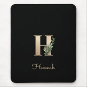 Elegant Botanisch Monogram Letter H Muismat (Voorkant)