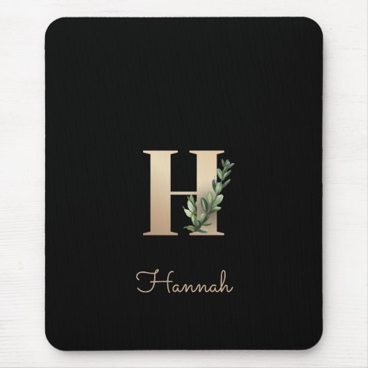 Elegant Botanisch Monogram Letter H Muismat (Voorkant)