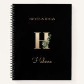 Elegant Botanisch Monogram Letter H Notitieboek (Voorkant)
