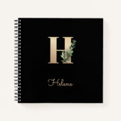 Elegant Botanisch Monogram Letter H Notitieboek (Voorkant)