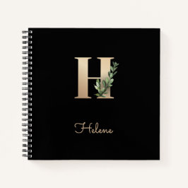 Elegant Botanisch Monogram Letter H Notitieboek
