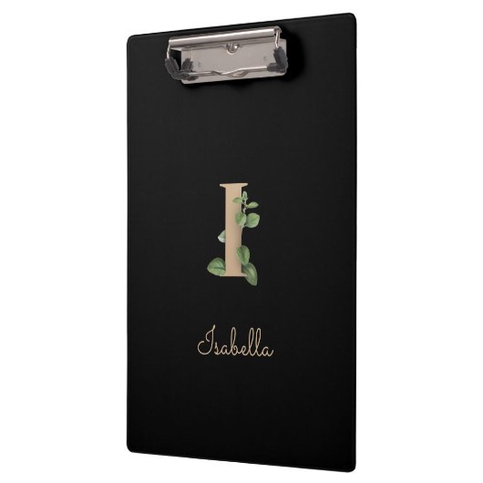 Elegant Botanisch Monogram Letter I Klembord (Links)