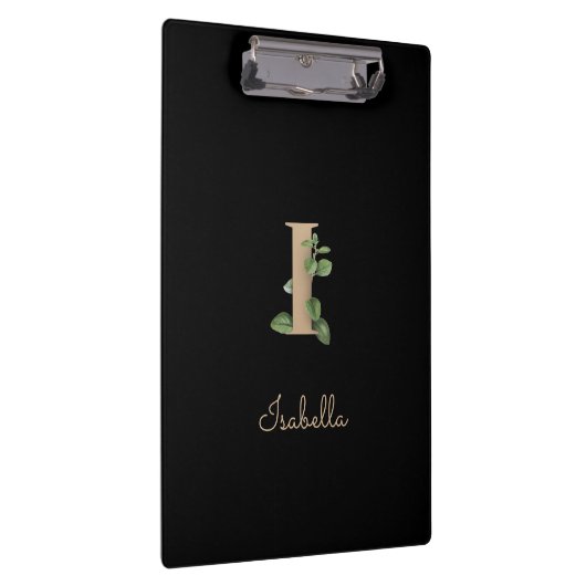Elegant Botanisch Monogram Letter I Klembord (Rechts)