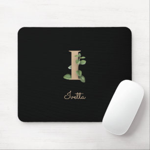 Elegant Botanisch Monogram Letter I Muismat