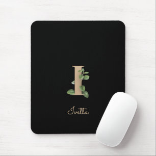Elegant Botanisch Monogram Letter I Muismat