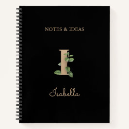 Elegant Botanisch Monogram Letter I Notitieboek