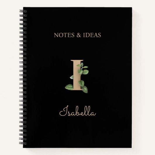 Elegant Botanisch Monogram Letter I Notitieboek (Voorkant)