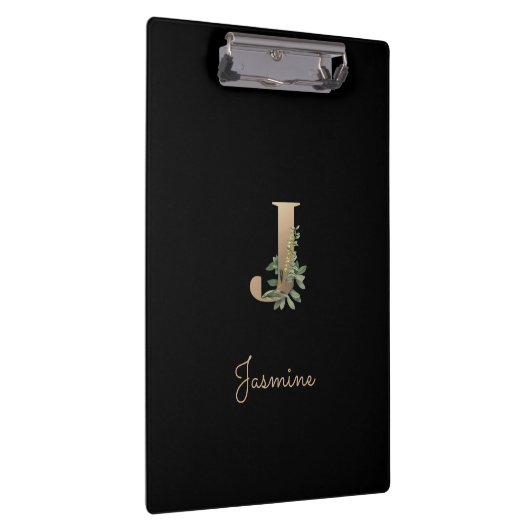 Elegant Botanisch Monogram Letter J Klembord (Rechts)