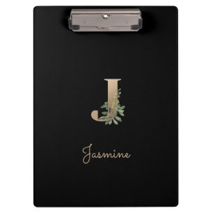 Elegant Botanisch Monogram Letter J Klembord