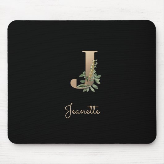 Elegant Botanisch Monogram Letter J Muismat (Voorkant)