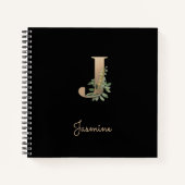Elegant Botanisch Monogram Letter J Notitieboek (Voorkant)