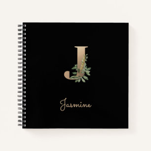 Elegant Botanisch Monogram Letter J Notitieboek