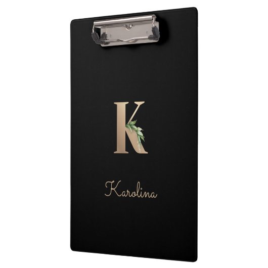Elegant Botanisch Monogram Letter K Klembord (Links)