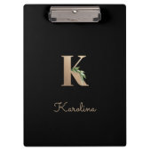Elegant Botanisch Monogram Letter K Klembord (Voorkant)