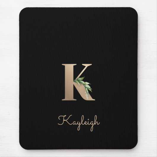 Elegant Botanisch Monogram Letter K Muismat (Voorkant)