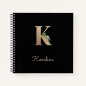 Elegant Botanisch Monogram Letter K Notitieboek (Voorkant)