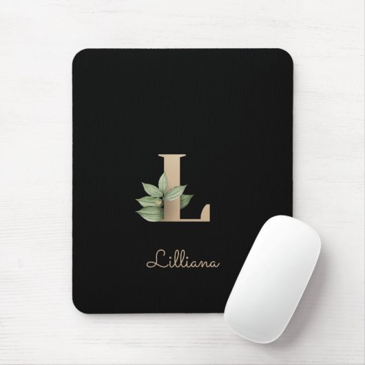 Elegant Botanisch Monogram Letter L Muismat (Met muis)
