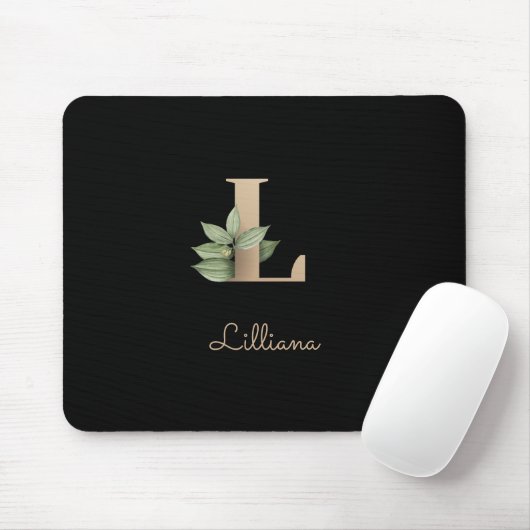 Elegant Botanisch Monogram Letter L Muismat (Met muis)