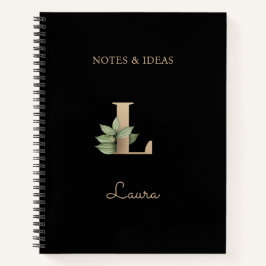 Elegant Botanisch Monogram Letter L Notitieboek