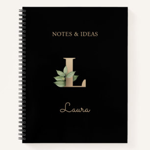 Elegant Botanisch Monogram Letter L Notitieboek