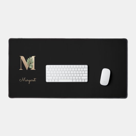 Elegant Botanisch Monogram Letter M Bureaumat (Keyboard & Muis)