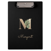 Elegant Botanisch Monogram Letter M Klembord (Voorkant)