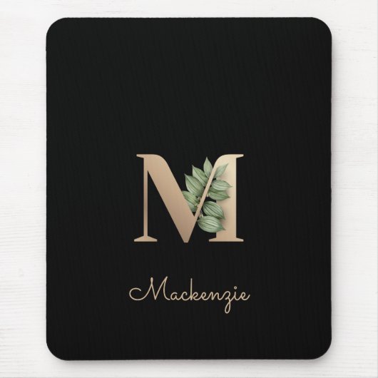 Elegant Botanisch Monogram Letter M Muismat (Voorkant)