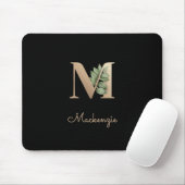 Elegant Botanisch Monogram Letter M Muismat (Met muis)