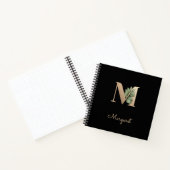 Elegant Botanisch Monogram Letter M Notitieboek (Binnen)