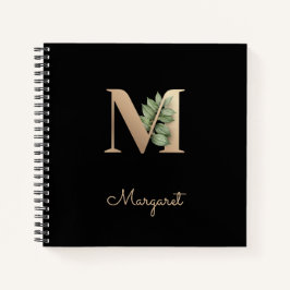 Elegant Botanisch Monogram Letter M Notitieboek