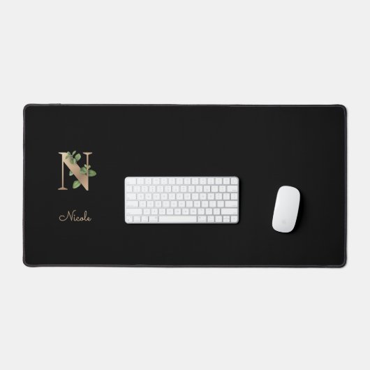 Elegant Botanisch Monogram Letter N Bureaumat (Keyboard & Muis)