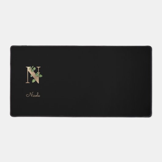 Elegant Botanisch Monogram Letter N Bureaumat (Voorkant)