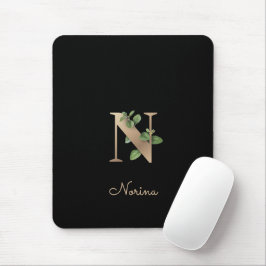 Elegant Botanisch Monogram Letter N Muismat