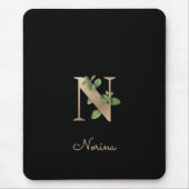 Elegant Botanisch Monogram Letter N Muismat (Voorkant)