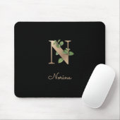 Elegant Botanisch Monogram Letter N Muismat (Met muis)