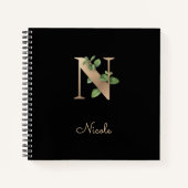 Elegant Botanisch Monogram Letter N Notitieboek (Voorkant)